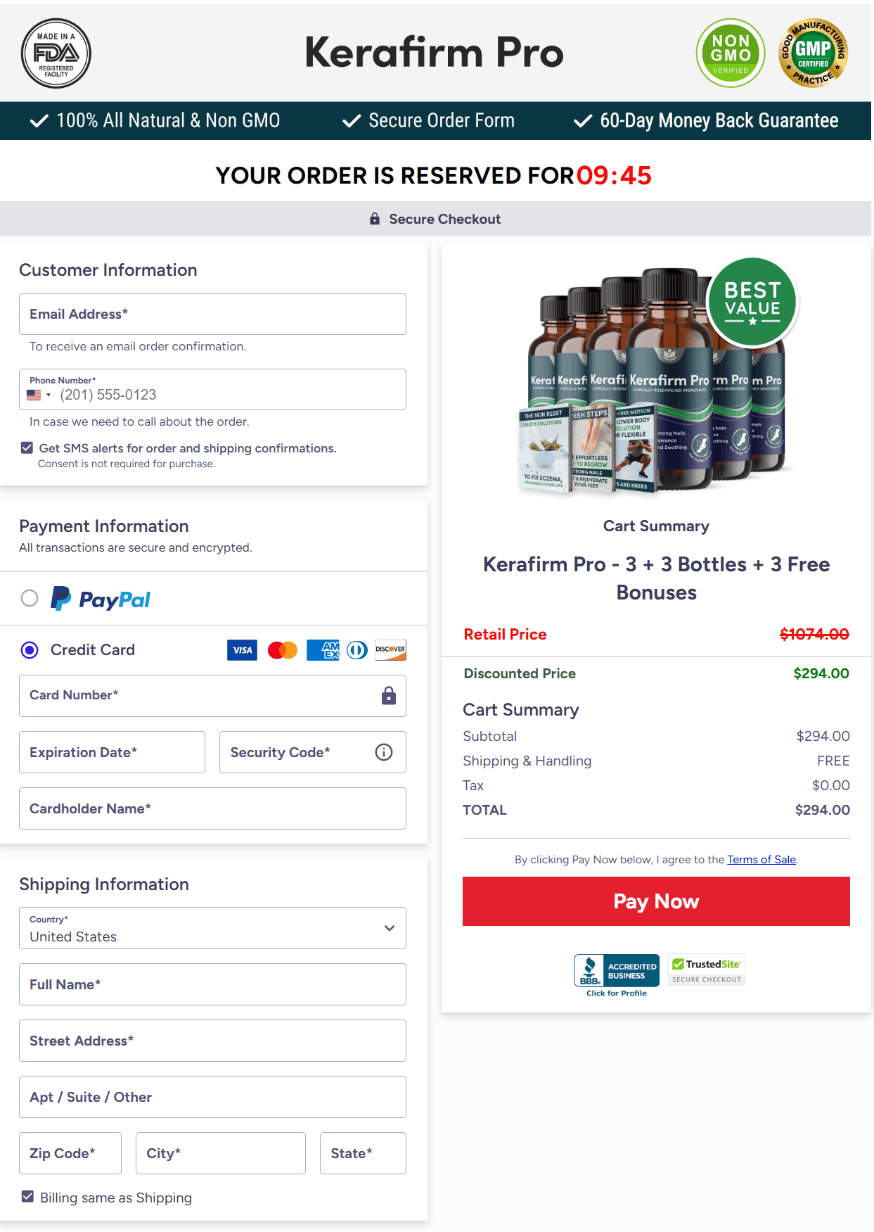 KeraFirm Pro-Secure Checkout Page